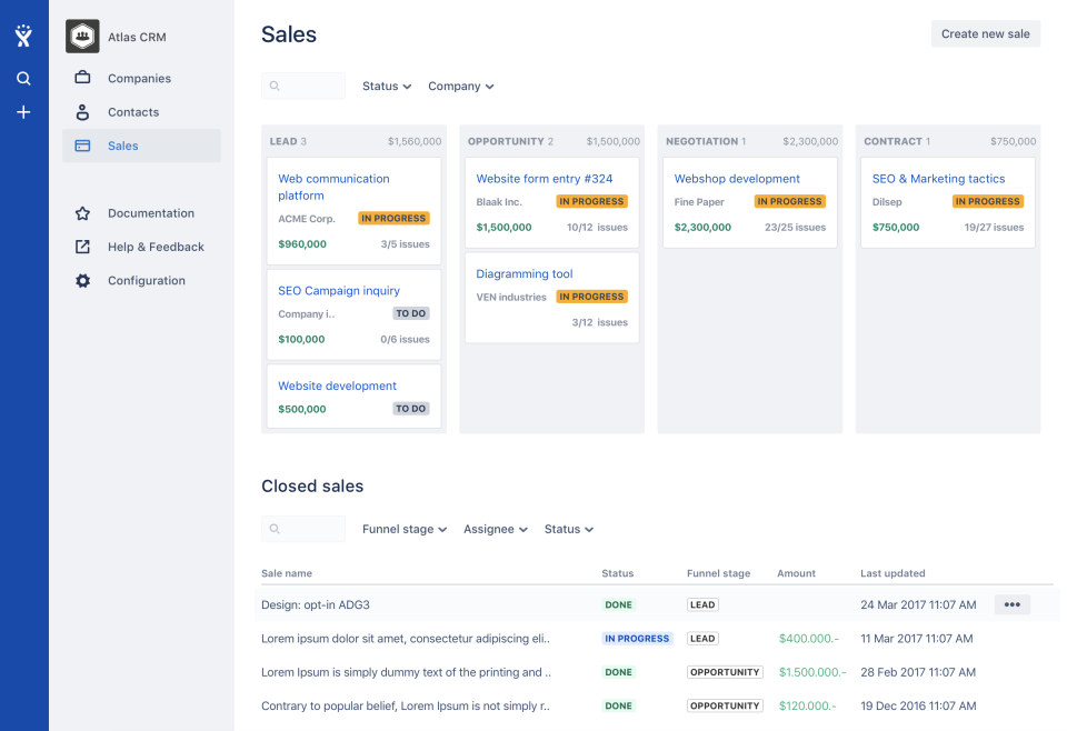 screenshot of Atlas CRM